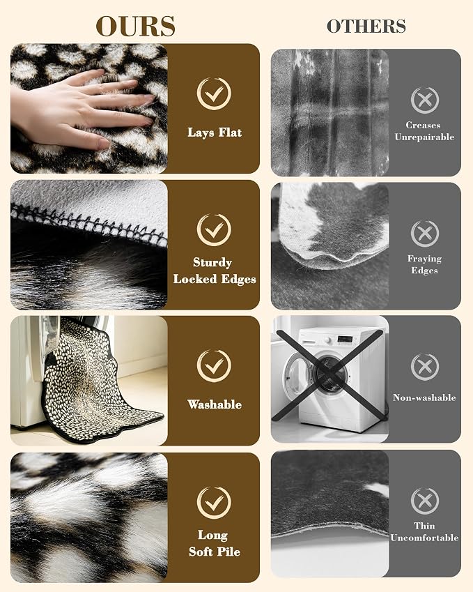 Leopard Print Rug for Living Room, Cheetah Rug 5.2x7 Faux Animal Print Skin - Image 5