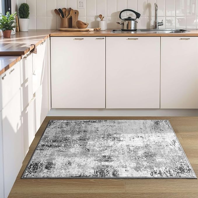 Entrance Rugs Indoor 2x3 Grey Entry Rug Washable Abstract Small Area Rug - Image 6