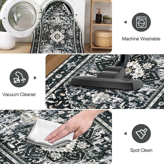 Yamaziot Washable Runner Rug, 2x8 Non-Slip Boho Vintage Hallway Rug Runner - Image 5
