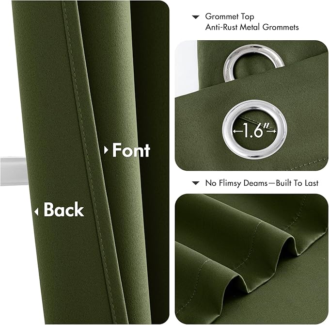 MIULEE Blackout Curtains for Bedroom 2 Panels 40 x 54 Inch Long Olive Green | - Image 4