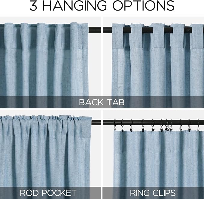 Nanspring Blue Curtains 144 Inches Long 2 Panels - Image 3