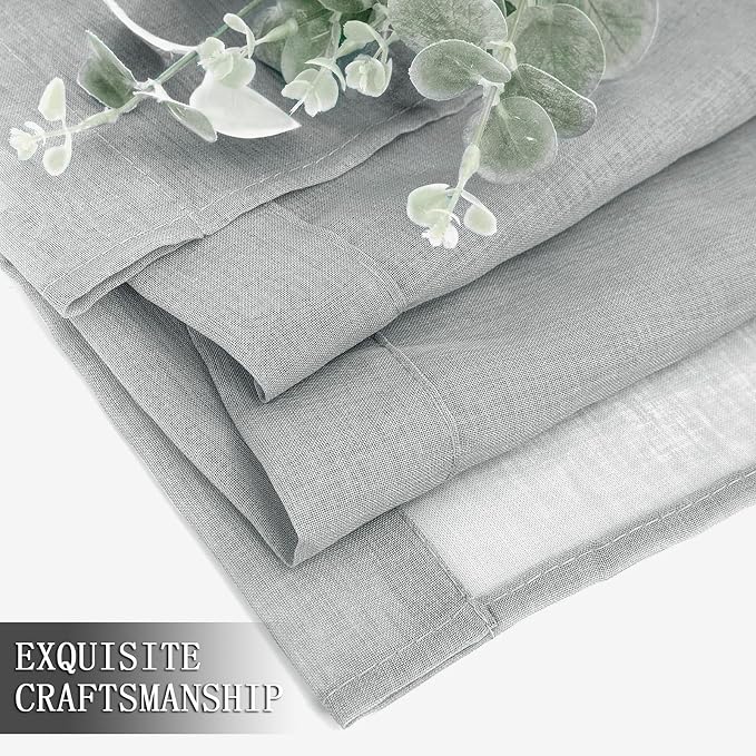 Tollpiz Short Sheer Curtains Living Room Linen Textured Curtain Sheers Light - Image 7