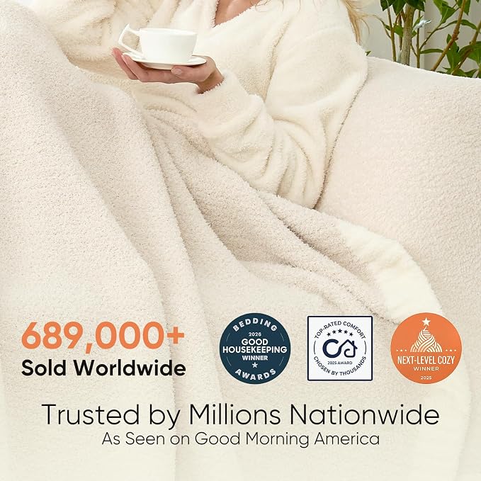 Snuggle Sac Ultra Soft Ivory Bedding Blanket Twin XL, Warm Fluffy Microfiber - Image 2