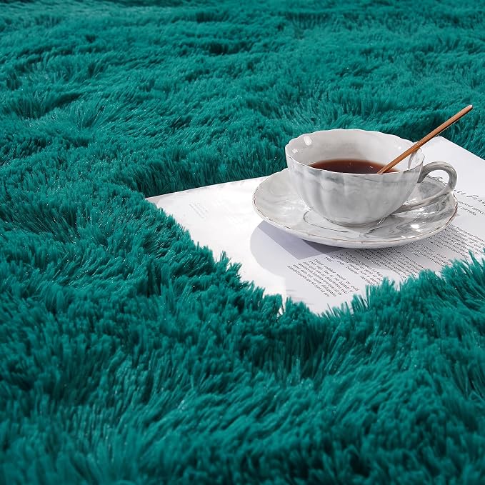 Amearea Blue and Green Shag Area Rug 5' x 7' - Image 5