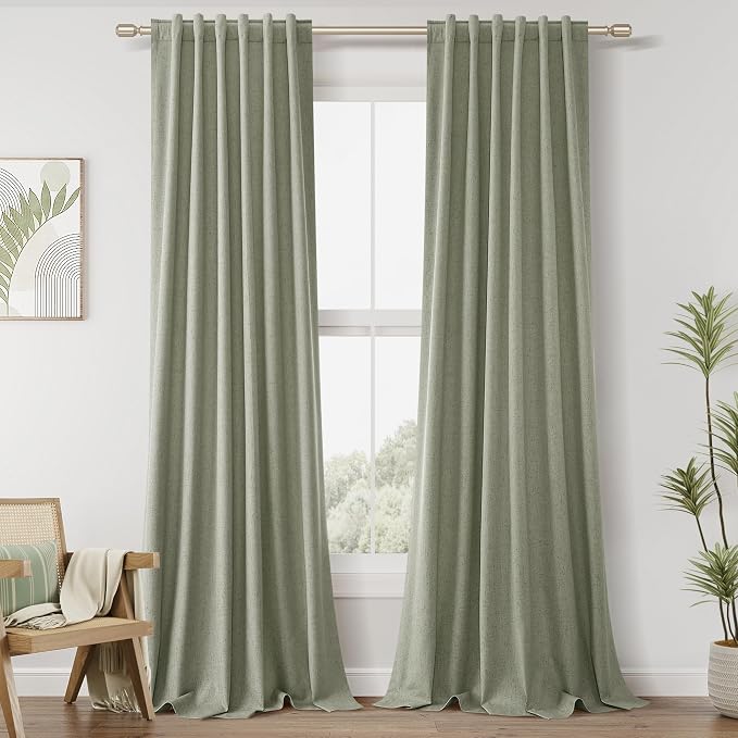 Sage Green 100% Blackout Curtains 40 Inch Wide by 90 Inch by Guken