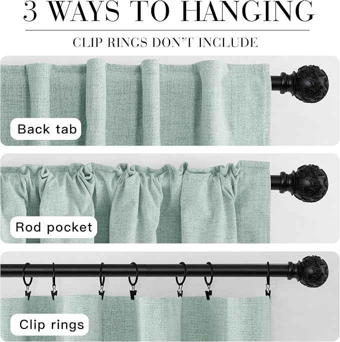 RYB HOME 100% Blackout Linen Textured Curtains 84 inches Long, Thermal - Image 7