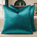 GIGIZAZA Teal Velvet Pillow Covers 18x18 Decorative Pillows Pack of 2 | Blue by GIGIZAZAFocusingonhomedecoration