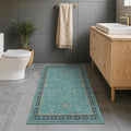 Hazo Haus Teal 3x6 Wide Non Slip Kitchen Rug by HazoHaus