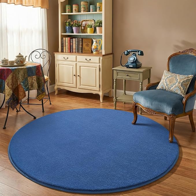 Amearea Blue Round Area Rugs 4ft Washable Circle Rugs - Image 7