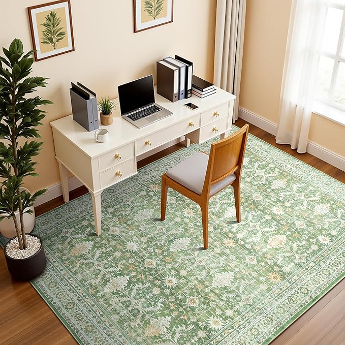 Lofus 5x7 Area Rug for Living Room, Light Green Washable Area Rugs - Image 3