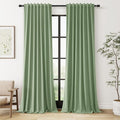Guken Light Sage 100% Blackout Linen Curtains 90 Inch Length 2 Panels Set by Guken