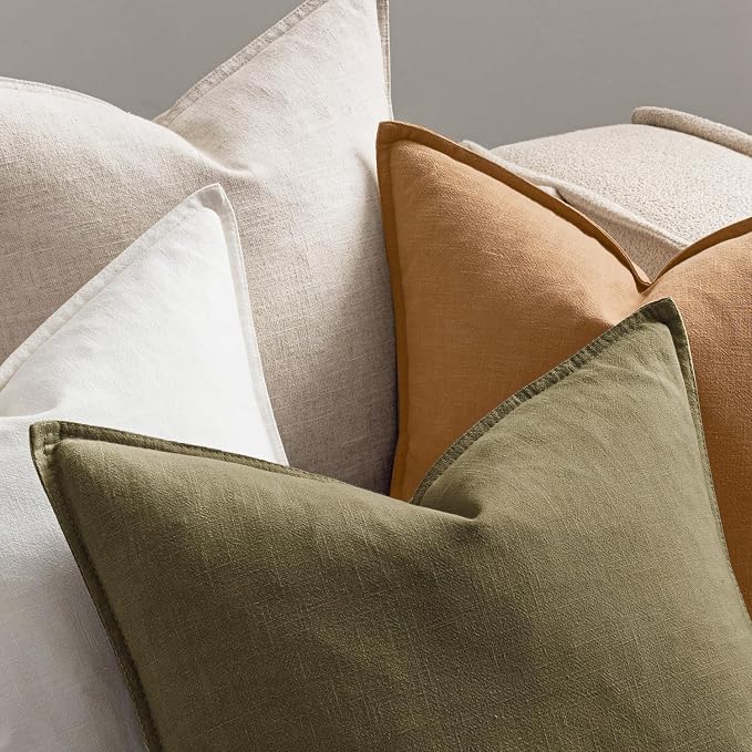 MIULEE Brown Linen Pillow Covers Pack of 4 Decorative Natural Solid Throw - Image 6