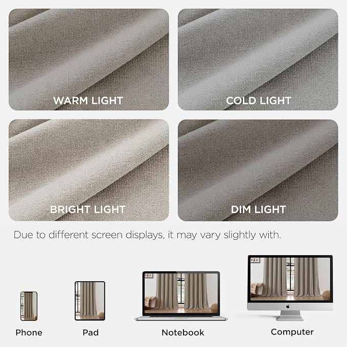 Joydeco Faux Linen Curtains 84 Inch Length 2 Panels Set, Light Filtering - Image 2