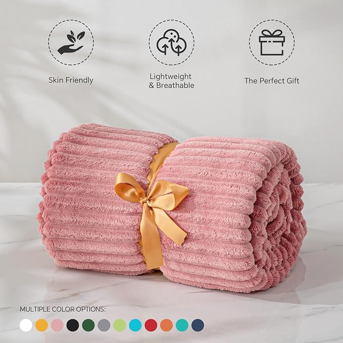BEDELITE Fleece Blanket Twin Size – 3D Ribbed Jacquard Soft and Warm Decorative - Image 5