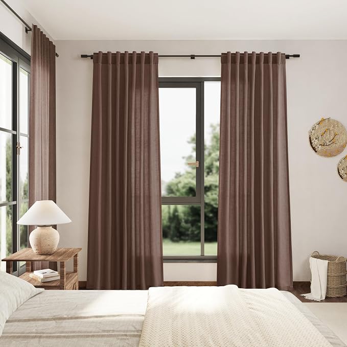 Nanspring Mocha Mousse Curtains 96 Inch Long 2 Panel Set Back Tab Rod Pocket - Image 7