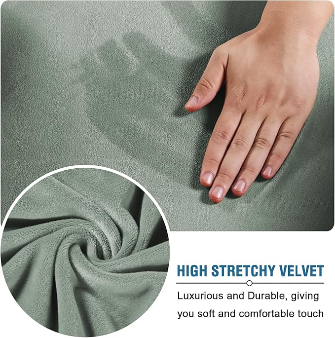 H.VERSAILTEX Modern Velvet Plush 4 Piece High Stretch Sofa Slipcover Sofa Cover - Image 5
