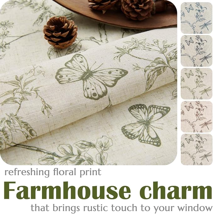 jinchan Floral Curtains Lined Linen Blend Curtain - Image 5