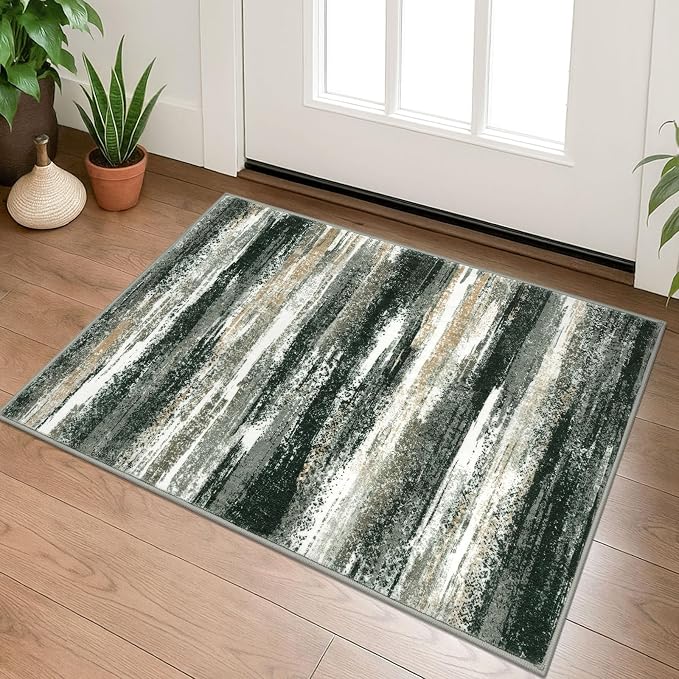 Lansny Modern Abstract Entryway Rug Indoor 2x3 Washable Rug Non-Slip Soft Small by lansny