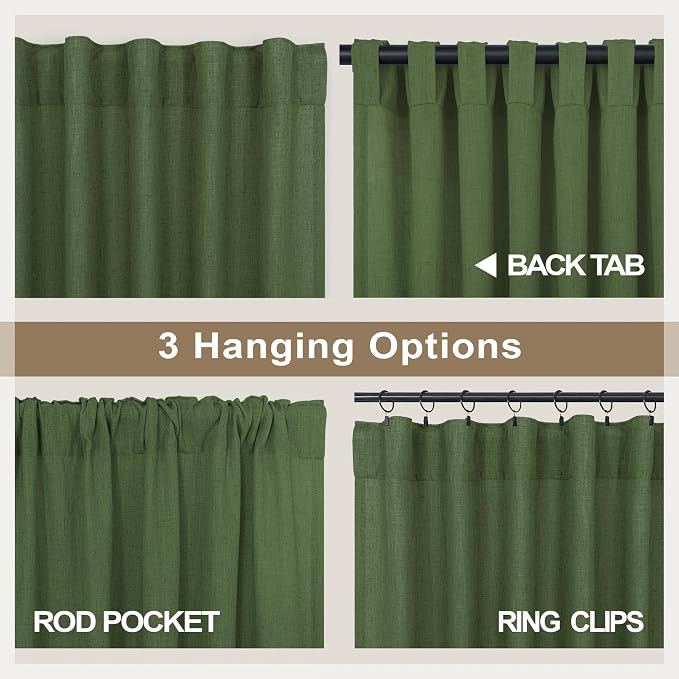 Christmas Olive Green Curtains 108 Inches Long - Image 4