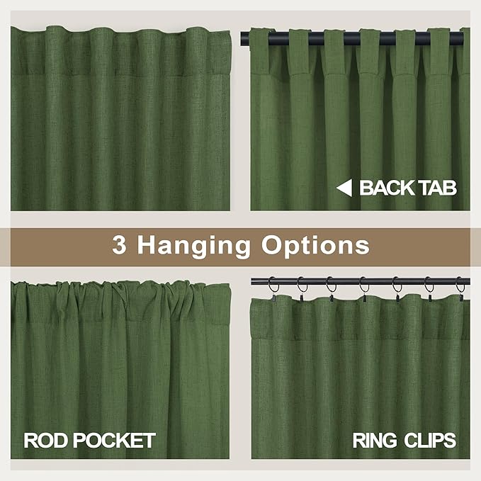 Pitalk Olive Green Curtains 63 Inch Length - Image 5