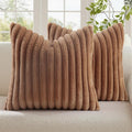 decorUhome Cozy Faux Fur Throw Pillow Covers 16x16 Set of 2 Decorative Soft by decorUhome