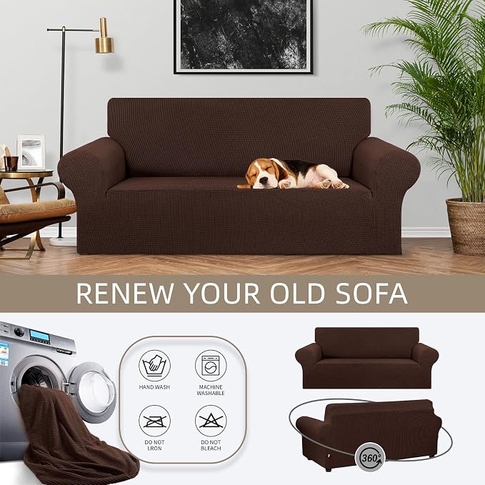 KEKUOU Stretch Loveseat Sofa Cover Slipcover, Couch Covers - Image 3