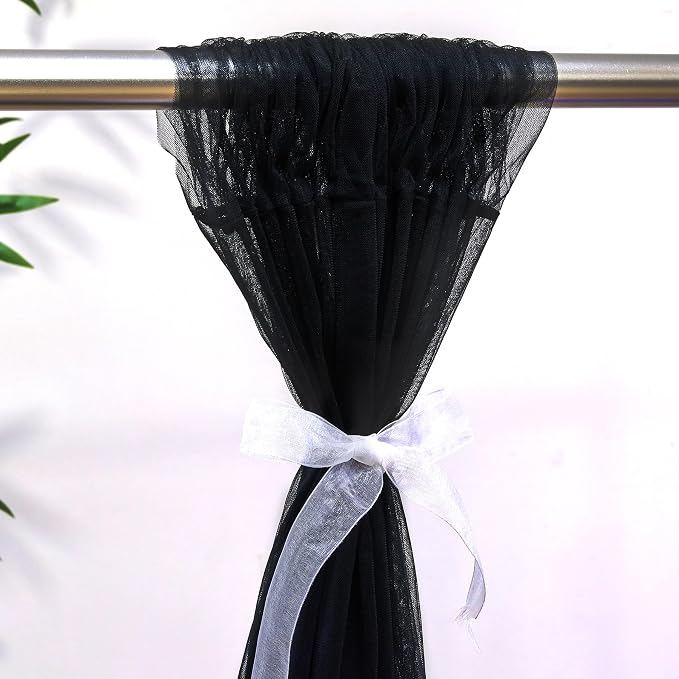 Black Tulle Backdrop Curtain for Parties 10ft x 8ft Black Sheer Photo Backdrop - Image 7