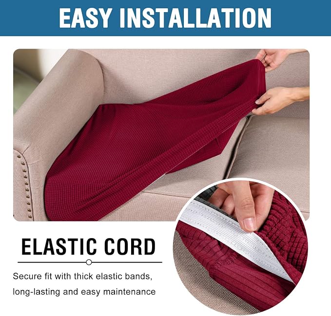 H.VERSAILTEX High Stretch Individual Seat Cushion Covers Sofa Slipcovers Couch - Image 5