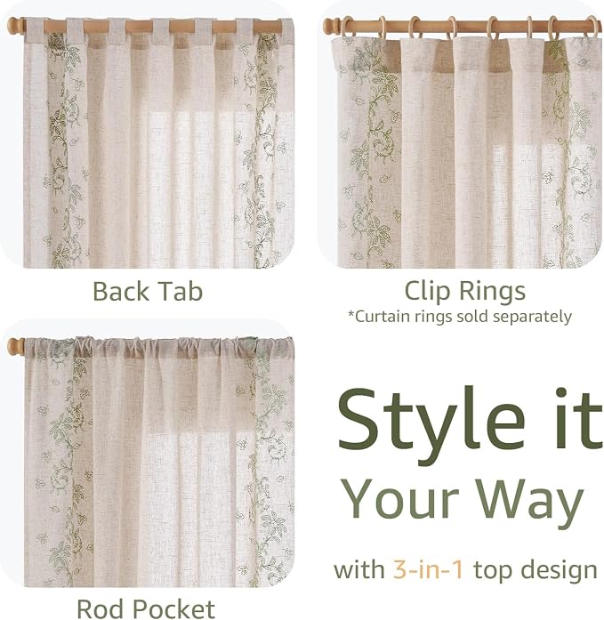 jinchan Evelyn Embroidered Linen Curtains - Image 8