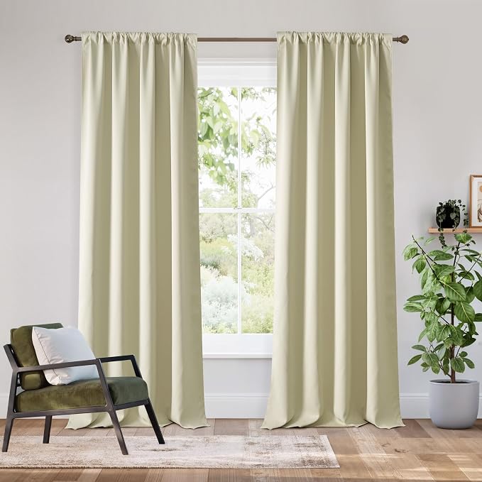 RYB HOME Bedroom Blackout Curtains 80 inches Long, 100% Blackout Thermal by RYBHOME