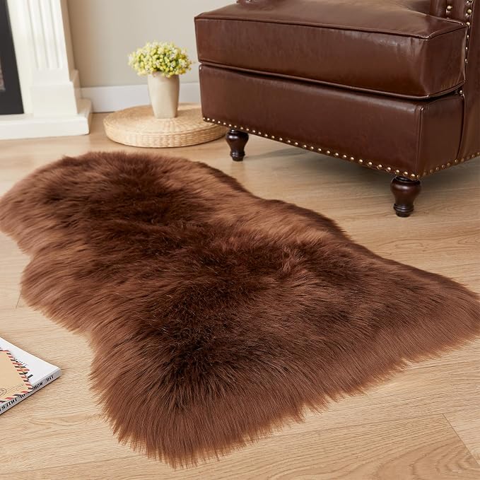 EasyJoy Ultra Soft Fluffy Shaggy Area Rug Faux Fur Rug Chair Cover Seat Pad - Image 3