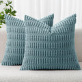 MIULEE Corduroy Decorative Throw Pillow Covers 18x18 Coastal Blue Pack of 2 | by MIULEE