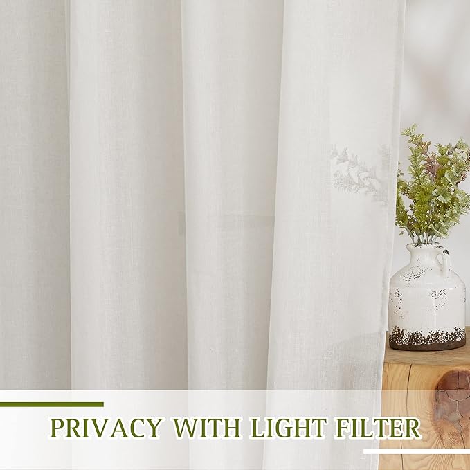 NICETOWN Bedroom Curtains Linen Blend 90 inches Long, Grommet Privacy Semi - Image 3
