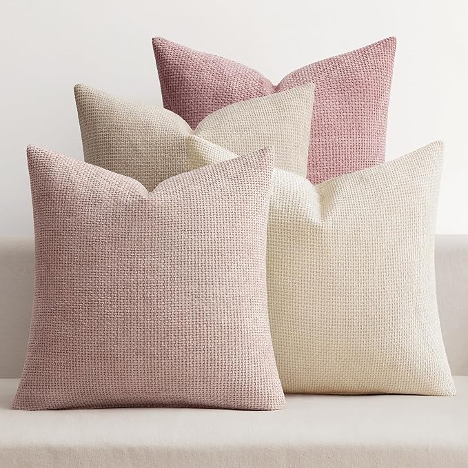 MIULEE Pack of 4 Valentines Couch Throw Pillow Covers 18x18 Inch Neutral Pink by MIULEE