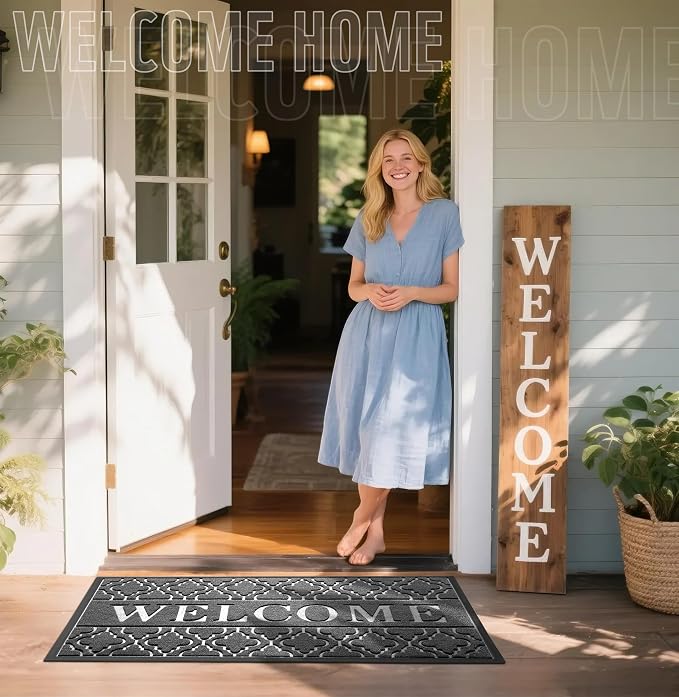 Yimobra Welcome Mat Outdoor Indoor, All-Season Waterproof Front Door Mat - Image 2