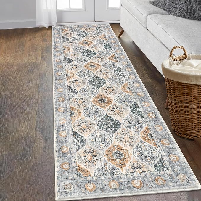 HEBE Hallway Runner Rug 2'8"x8' Washable Vintage Distressed Area Rugs Non Slip - Image 8