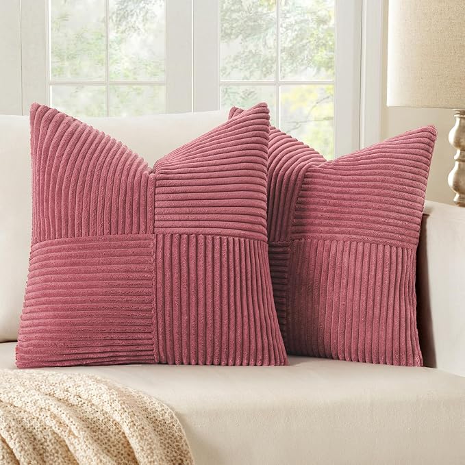 MIULEE Cranberry Red Decorative Throw Pillow Covers 18x18 Inch by MIULEE