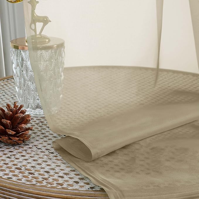 Chyhomenyc Taupe Sheer Curtains 84 Inches Long 2 Panels, Light Filtering Taupe - Image 7