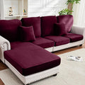 Couch Cover 8-Piece Elastic Velvet Couch Cushion Covers & Chaise Slipcovers by Taque