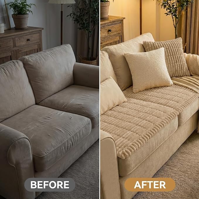 Smiry Couch Cover for Dogs Washable, Non Slip Fuzzy Pet Couch Covers for 3 - Image 7