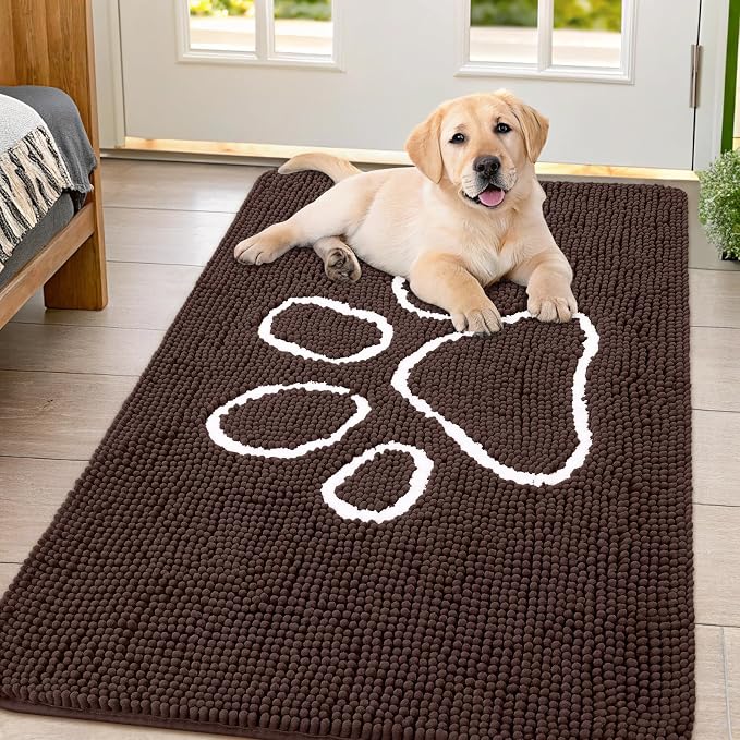 Smiry Dog Door Mat for Muddy Paws, Absorbent Dirt Trapper Non Slip Quick Dry by Smiry