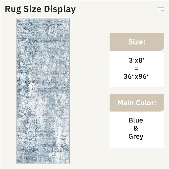Runner Rug 3x8 Washable Non-Slip Hallway Runner Rugs - Image 5