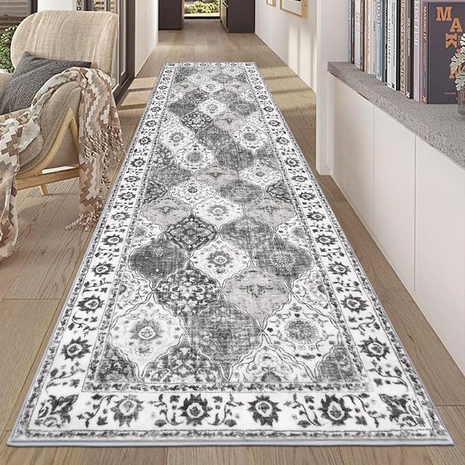 HEBE Hallway Runner Rug 2'8''x8' Washable Vintage Distressed Area Rugs Non Slip by HEBE
