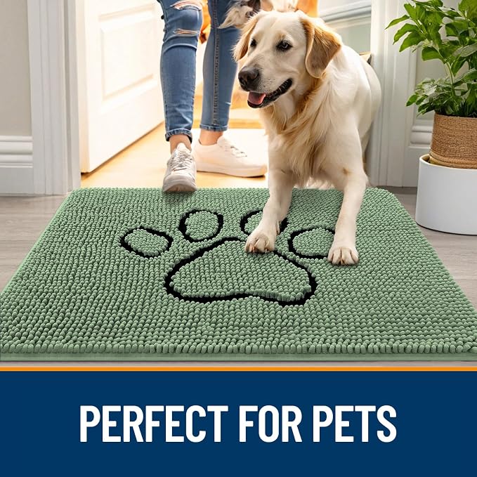 OLANLY Dog Door Mat for Muddy Paws 30x20, Paw Print Design, Absorbs Moisture - Image 6