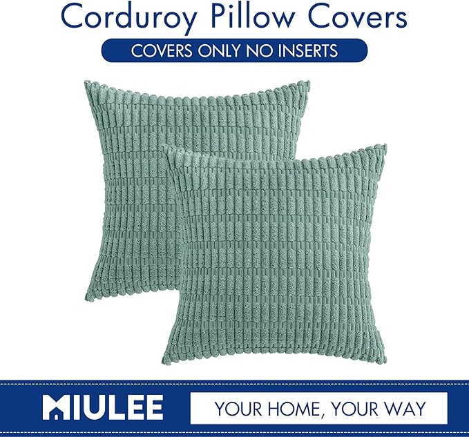 MIULEE Pack of 2 Corduroy Decorative Throw Pillow Covers 18x18 Inch Soft Boho - Image 6