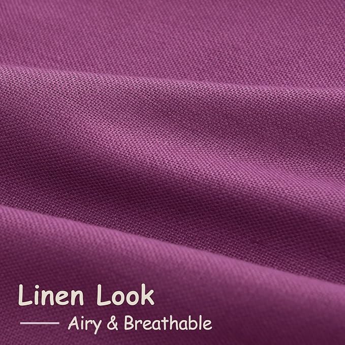 Nanspring Grape Purple Linen Curtains 96 Inch Long 2 Panels Set - Image 5