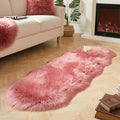 AMTOVO Faux Sheepskin Rug, Blush Pink Ultra Soft Fluffy Shag Area Rug, 2 x 6 ft by AMTOVO