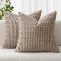 MIULEE Pack of 2 Corduroy Decorative Euro Sham Throw Pillow Covers 24x24 Inch by MIULEE
