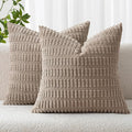 MIULEE Pack of 2 Corduroy Decorative Euro Sham Throw Pillow Covers 22x22 Inch by MIULEE