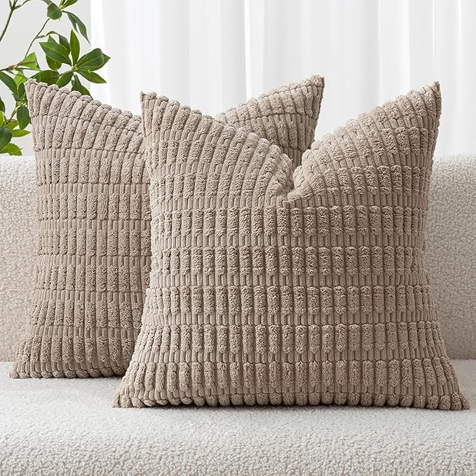 MIULEE Pack of 2 Corduroy Decorative Throw Pillow Covers 16x16 Inch Soft Boho by MIULEE